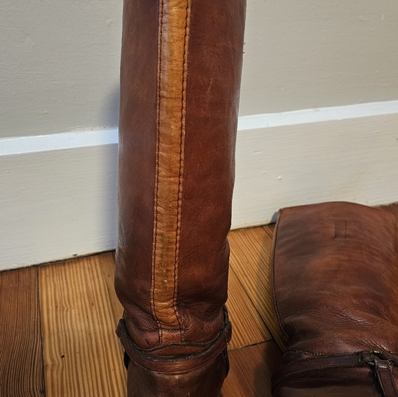 Frye Campus Boots Brown Leather Vintage With Buckle Size 8.5 - Picture 9 of 10